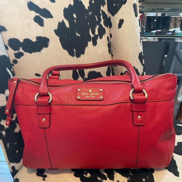 Kate Spade Y2K red pebbled leather shoulder bag - Picture 1 of 7